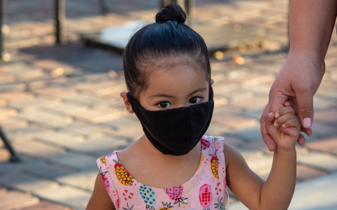 child wearing mask