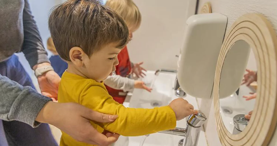 Child washing hands